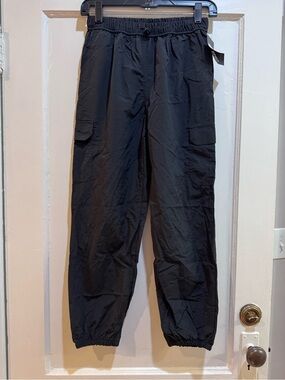 Girl’s (size 10-12) Black Cargo Jogger Pants - Elastic Waist and Ankle